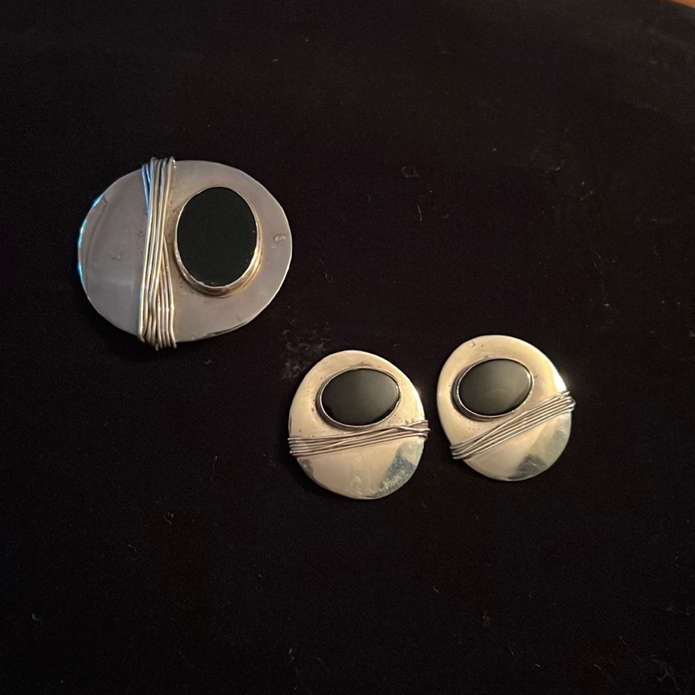 Earring and pin set, one of a kind